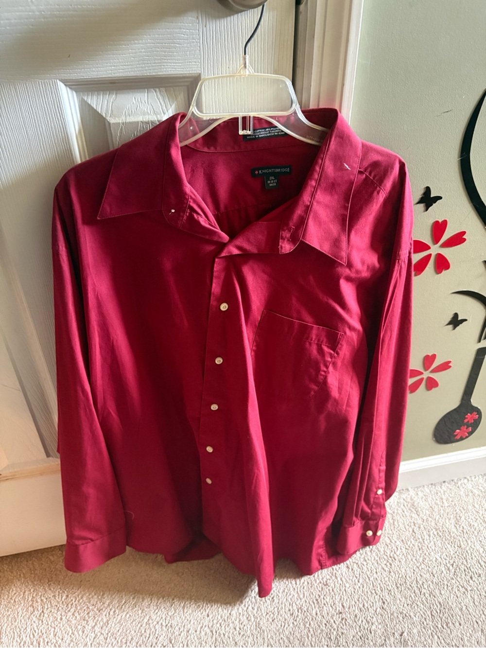 Arrow Burgundy Long Sleeve Dress Shirt with Point Collar